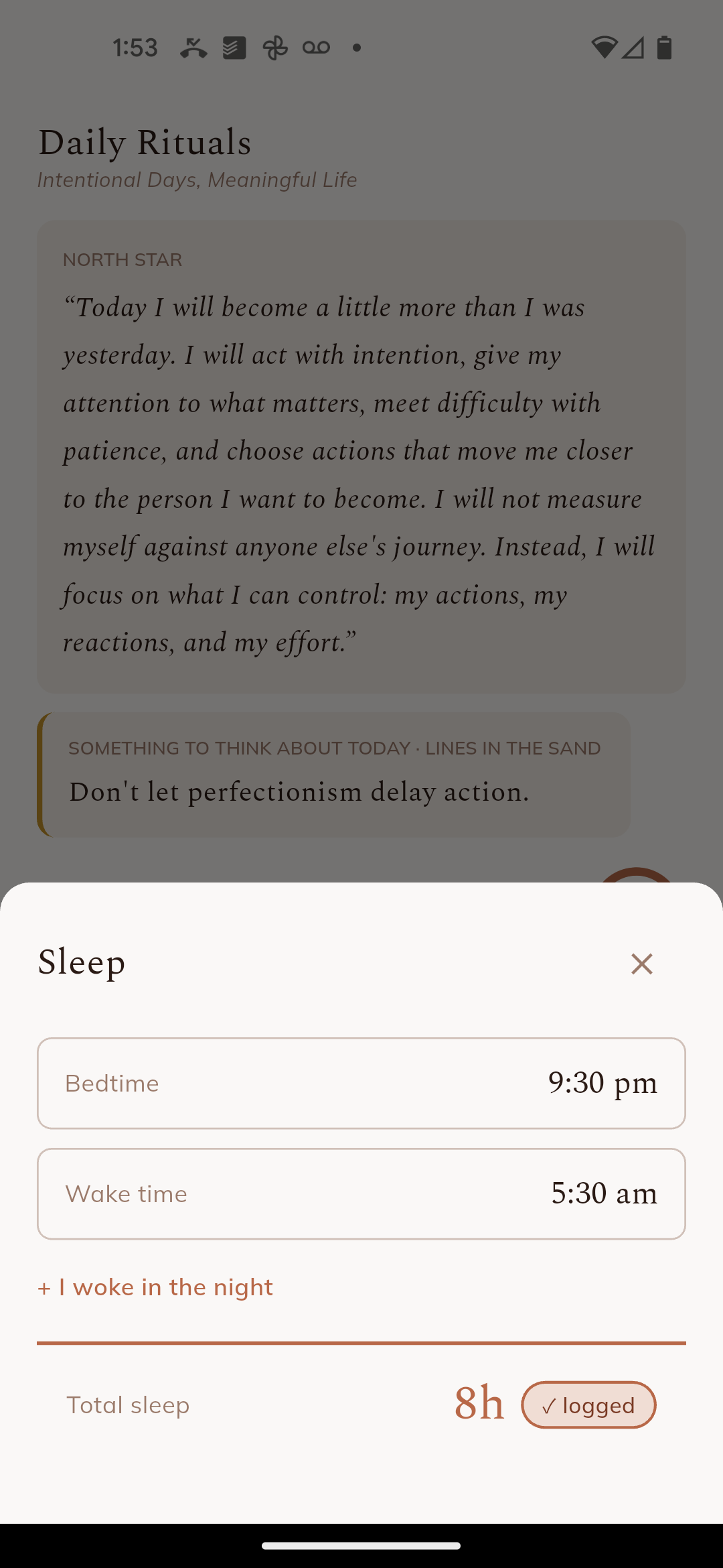 Sleep logging